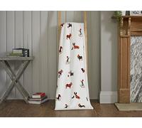 Jansons Direct Linens Supersoft Sherpa Reverse Fleece Throw Christmas Party Dogs Design in White Xmas Throw 125cm x 150cm