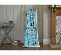 Jansons Direct Linens Supersoft Sherpa Reverse Fleece Throw Snowy Day Design in Blue Xmas Throw 125cm x 150cm