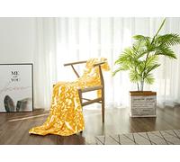 Jansons Direct Linens Supersoft Woodlands Animals Design Throw Blankets in Ochre Yellow Gold 150cm x 200cm