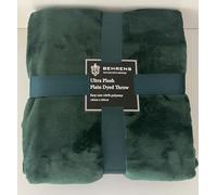 Jansons Direct Linens Ultra Plush Throw Blanket in Forest Green 140cm x 180cm