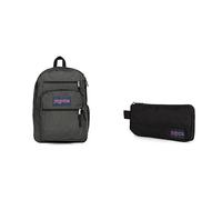 JANSPORT Big Student Backpack, 43 cm, 34 L, Grey (Graphite Grey)+Basic Accessory Pouch, 21 cm, 0.5 L, Black (Black)