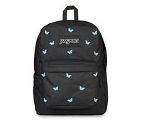 JanSport Superbreak Plus FX Backpack - Work, Travel, or Laptop Bag with Water Bottle Pocket, Tiny Butterflies Black/Md Blu/Lt Blu, One Size, Superbreak Plus Fx Backpack