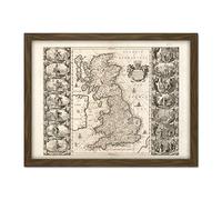 Jansson 17th Century Anglo Saxon Map Britain Artwork Framed Wall Art Print 18X24 Inch