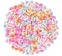 Jansun 100Pcs Valentine Conversation Heart Resin Pastel Candy Heart Ornament for Table Decorations Vase Filler Valentine Wedding Home Table Party Decor