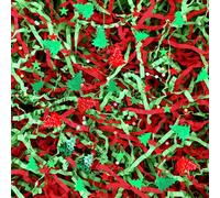 Jansun Christmas Red Green Crinkle Cut Paper, 453g/16oz Shred Filler with Christmas Tree Stars Dots Confetti for Gift Wrapping Craft DIY Basket Filling Merry Christmas Candy Decorations