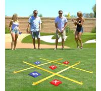 Jansun Giant Tic Tac Toe Outdoor Game, 4 Ft x 4 Ft Portable Tic Tac Toe Bean Bag Toss Game, Large Yard Toss Game Portable Toss Across Camping Games for Families Backyard Outdoor