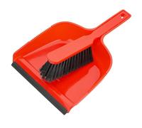 Jantex Colour-Coded Plastic Dustpan & Brush Set 226mm Wide, Red | Hangs up for easy storage, featuring durable bristles that easily sweep up dirt and food debris in busy commercial venues.