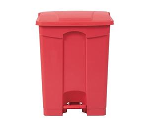Jantex Commercial Soft-Close Polypropylene Pedal Bin 65Ltr DC710, Red | Hands-free operation minimizes contact to improve hygiene, with an odour-containing lid that resists dents and scratches.