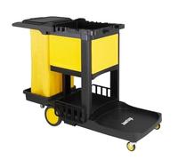 Jantex Janitorial Cleaning Trolley with Lockable Cabinet, Black