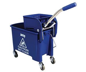 Jantex Mop Bucket and Wringer 20Ltr, Blue | Heavy-duty mobile cleaning companion; simplifies professional floor maintenance in busy commercial hospitality venues.