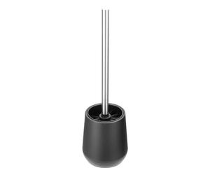 Jantex Round Toilet Brush and Holder Long Steel Handle ABS, Black | Stiff bristles remove stubborn stains easily while the matching holder keeps your washroom tidy and hygienic.