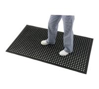 Jantex Rubber Anti Fatigue Standing Mat, Black, Extra Grease Slip Resistant, Joint Relief Ankles Knees Hips and Back, Ergonomic Draining Holes, Washable, Size: 1500 x 900mm / 59 x 35 inch | DP206