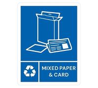 Jantex Slim Bin Recycling Sign - Mixed Paper & Card, Blue