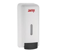 Jantex Wall-Mounted Liquid Soap and Hand Sanitiser Dispenser 1 Litre, White, Dose: 1 ml, Easy to Fill Refillable Reservoir, Sleek Build Design, Wall Fixings Included, FK385