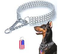 JanToPet Dog Chain Collar Stainless Steel Adjustable Walking Collar Metal Cuban Link Dog Collar Chew Proof Triple Row Chain Dog Collar for Large Small Medium Dogs(3 Row,L)