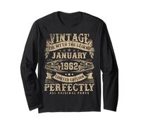 January 1962 64 Year Old Bday Gifts for Men 64th Birthday Long Sleeve T-Shirt