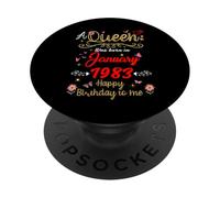 January 1983 Birthday A Queen Was Born in 1983 January PopSockets Adhesive PopGrip
