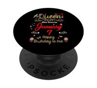 January 7 Birthday A Queen Was Born in 7th January PopSockets Adhesive PopGrip