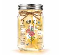 January Birth Flower Gift, Christian Birthday Gift, Mason Jar Night Light | Carnation birth flower with Christian Bible verses and warm LED light, gift for Mum, Daughter, Sister or Friend.