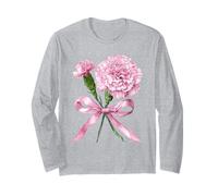 January Birth Flower Pink Carnation Floral Bloom Long Sleeve T-Shirt