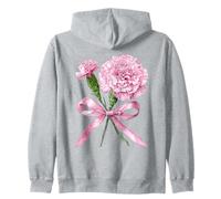 January Birth Flower Pink Carnation Floral Bloom Zip Hoodie
