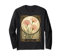 January Birth Flower Pink Carnations Art Nouveau Style Long Sleeve T-Shirt