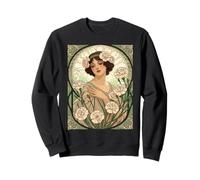 January Birth Flower Pink Dianthus Art Nouveau Style Sweatshirt