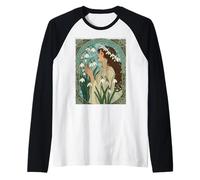 January Birth Flower Snowdrop Flowers Art Nouveau Style Raglan Baseball Tee