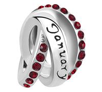 January Birthday Birthstones Red Three Laps Rings Charm Compatible with Pandora Bracelets Gift Family Christmas Daughter Sister