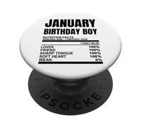 January Birthday Boy Son Funny Boys Nutrition Facts Sons Bro PopSockets Adhesive PopGrip
