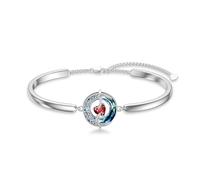 January Birthstone Bracelet for Women Heart Garnet Bracelets 925 Sterling Silver Moon and Star Bracelets with Blue Crystal Celtic Irish Jewellery Birthday Mothers Day Gifts for Women Mum Her Wife