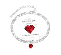 January Birthstone Bracelet-Meaningful Birthday Gifts for Women Adjustable Sterling Silver Heart Bracelet Dainty Personalized Jewelry Gift for Her Mom Sister Daughter Friends