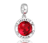 January Birthstone Charms for Women Bracelets Round Red Charm fit Pandora Bracelets Birthday Gifts for Women Girls