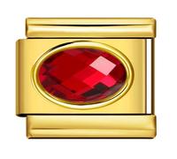 January Garnet Red 18K Gold Month Birth Year Birthday Stone Anniversary Birthstone Crystal Silver Italian 9mm Link Stainless Steel Bracelet Charm Compatible With Nomination