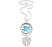 January Month Season Illustration Pendant Angel Wings Rotating Necklace Jewelry