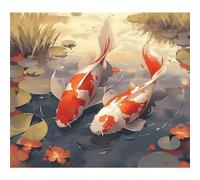 Januave Koi Fish Paint by Numbers for Adults,Children,Beginners,DIY Gift Arts Kits with Brushes and Acrylic Pigment Framed,40x50cm