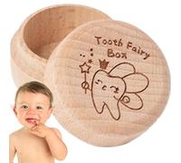 Janurium Baby Teeth Keepsake Box - Baby Tooth Saver Container Box, Wooden Tooth Holder | Carved Wooden Tooth Keepsake Box, Wooden Dropped Tooth Keepsake Storage Box for Baby Shower Birthday, Fairy