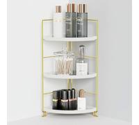 JANUS LiANG 3-Tier Bathroom Organizer Countertop, Corner Bathroom Counter Organizer, Makeup for Vanity Skincare Organizers and Storage, Kitchen Counter Organizer Perfume Organizer (Gold)