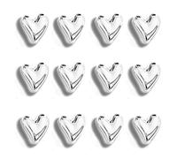 Janvelle 12PCS Refrigerator Magnets Silver Magnets for Fridge 0.79in Small Love Heart Cute Chrome Decorative Magnet Set for Home Kitchen Office Whiteboard Decor