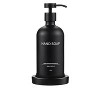 Janxin Black Glass Bottles with Pump, Hand Soap Dispenser Set, Glass Soap Dispenser Set, Washing up Lliquid Dispenser, With Tray, Suitable for Kitchen(Black Bottle Blackhead (HAND SOAP))