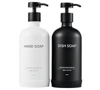 Janxin Set of 2 Glass Soap Dispenser 500 ml, Soap Dispenser Black Glass, Soap Dispenser White, and Non-Slip Silicone Protective Underlay (White and black bottle + blackhead)