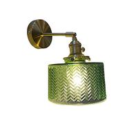JANXLE Green Glass Wall Light with Switch Creative Glass Lamp Shade Swing Arm E27 Single Head Modern Edison Wall Lamp for Bedroom, Living Room, Kitchen, Loft
