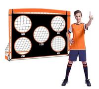 JanYoo 2-in-1 Football Goal for Kids 120×90cm Foldable Football Net with 5 Target Ranges, Goals Post for Garden Training Equipment Soccer Sport Games Boys Indoor Outdoor Toys (Orange)