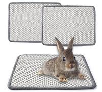JanYoo 2pcs Rabbit Scratcher Mat Natural Sisal Bunny Scratch Pads Scratching Rug Bunny Resting Mats for Cages, Guinea Pig Claws and Teeth Care Bedding Accessories (40 × 30CM,Grey Grid)