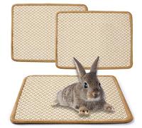 JanYoo 2pcs Rabbit Scratcher Mat Natural Sisal Bunny Scratch Pads Scratching Rug Bunny Resting Mats for Cages, Guinea Pig Claws and Teeth Care Bedding Accessories (40 × 30CM,Beige Grid)