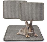 JanYoo 2pcs Rabbit Scratcher Mat Natural Sisal Bunny Scratch Pads Scratching Rug Bunny Resting Mats for Cages, Small Animal Claws and Teeth Care Bedding Accessories for Guinea Pig(40 × 30CM,Grey)