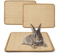 JanYoo 2pcs Rabbit Scratcher Mat Natural Sisal Bunny Scratch Pads Scratching Rug Bunny Resting Mats for Cages, Small Animal Claws and Teeth Care Bedding Accessories for Guinea Pig(40 × 30CM,Beige)