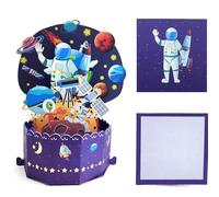 JanYoo 3D Pop Up Card Birthday Card Space Astronauts Greeting Cards, Happy Birthday Card Greeting Cards with Envelopes, Gift for Boy Girl Sun Family and Friends
