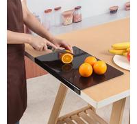 JanYoo Acrylic Chopping Board, Cutting Boards for Kitchen, Thick Chopping Block Vegetable Bread Meats Fruits Board with Counter Lip, Anti-Slip Chopping Tray, 40x30cm,Black