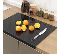 JanYoo Acrylic Chopping Board, Cutting Boards for Kitchen, Thick Chopping Block Vegetable Bread Meats Fruits Board with Counter Lip, Anti-Slip Chopping Tray,60x45cm,Black